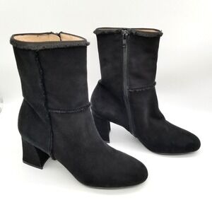 Ron White Womens Black Suede Block Heel  Perry Ankle Bootie Size US 8.5 EUR 39